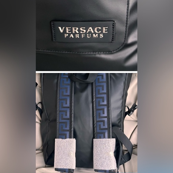 VERSACE PARFUMS BLACK WITH BLUE NEW BACKPACK - Picture 4 of 8